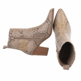 Cowboylaarzen - PU leder - snake- slangenprint - hakhoogte 6 cm - rits