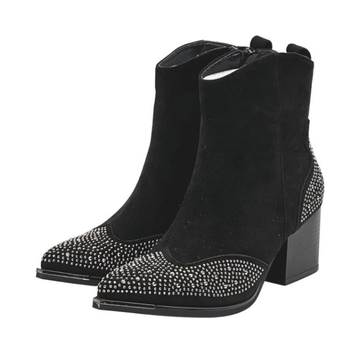 Cowboylaarzen - zwart - suedine - bling - enkellaars