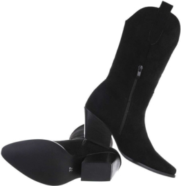 Cowboylaarzen - basic laarzen - zwarte laarzen - suedine - kuitlaarzen - halfhoog