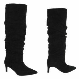 kitten heels - afzaklaarzen - zwart - suedine - in 3 kleuren verkrijgbaar