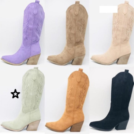 Cowboylaarzen - zomerlaarzen - suedine - mintgroen