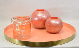 DK Design - dienblad - licht oranje - zalm - goud - Ø 33 cm