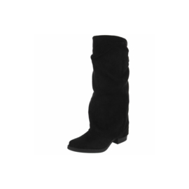 lange laarzen - afzaklaarzen - kaplaarzen - zwart - hakhoogte 4 cm - instapmodel
