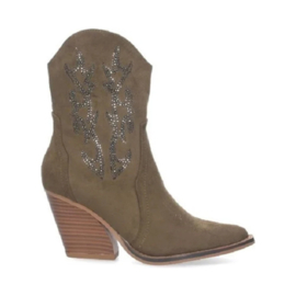 Cowboylaarzen - suedine - armygreen - groen - bling