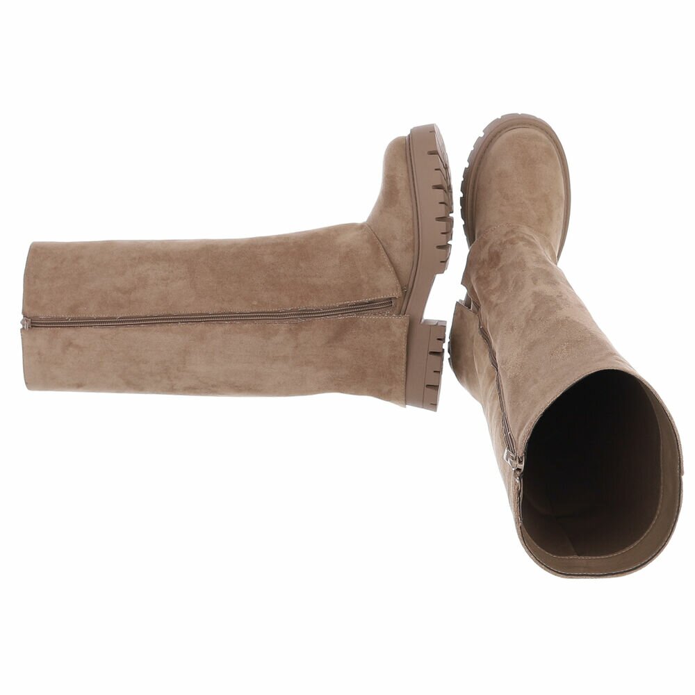 kaplaarzen - suedine - khaki - lange laars - lage hak