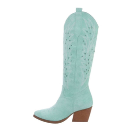 Cowboylaarzen - turquoise - groen - suedine