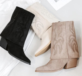 Cowboylaarzen - beige - korte laarzen - kaplaarzen - bling