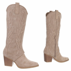 Cowboylaarzen - Khaki - licht bruin - suedine - kaplaarzen - zomerlaarzen