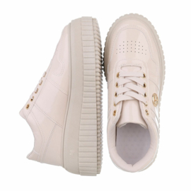 Plateau sneaker - hoogglans - ecru - lak