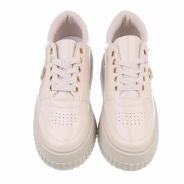 Plateau sneaker - hoogglans - ecru - lak