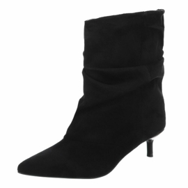 kitten heels - afzaklaarzen - enkellaarzen - suedine - zwart