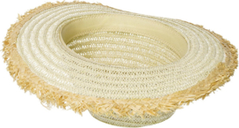 Zomerhoed - strandhoed - met schelpjes - met bedels - offwhite - creme - hoofdomtrek circa 58 cm - verstelbaar