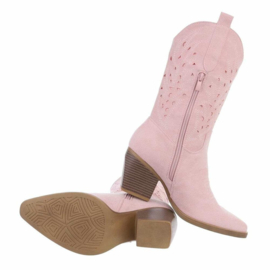 Cowboylaarzen - kuitlaarzen - roze - suedine - korte laarzen - zomerlaarzen