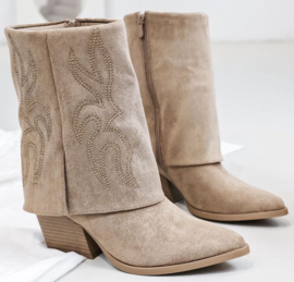 Cowboylaarzen - beige - korte laarzen - kaplaarzen - bling