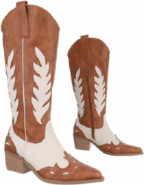Cowboylaarzen - bruin - beige - 2 colore - PU leder
