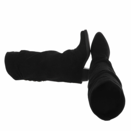 lange laarzen - afzaklaarzen - kaplaarzen - zwart - hakhoogte 4 cm - instapmodel