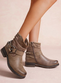 ZoeZo Design - korte laarzen - cowboylaarzen - enkellaarzen - bikerboots - nieuwe collectie - bruin - hakhoogte 3 cm - met rits