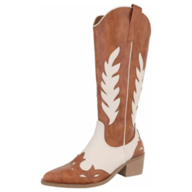 Cowboylaarzen - bruin - beige - 2 colore - PU leder
