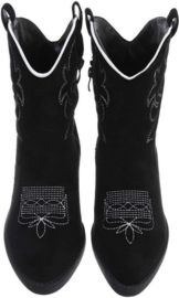 Cowboylaarzen - korte laarzen - zwart - wit - suedine