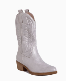 ZoeZo Design - halve laarzen - kuit laarzen - cowboylaarzen - zilver - met rits - hakhoogte 3 cm