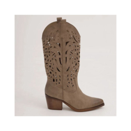 ZoeZo Design - laarzen - cowboylaarzen - taupe - hakhoogte 6 cm - suedine