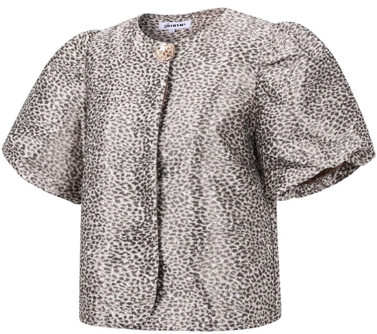 Gimme blouse - pofmouw - opvallende sierknoop - panter - zijdeachtige ztof