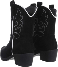 Cowboylaarzen - korte laarzen - zwart - wit - suedine