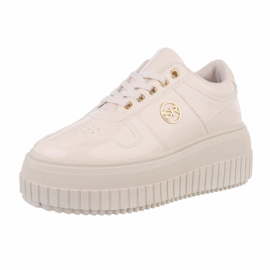Plateau sneaker - hoogglans - ecru - lak