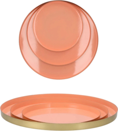 DK Design - dienblad - licht oranje - zalm - goud - Ø 33 cm