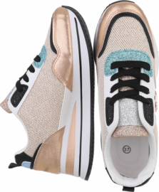 Sneakers - glitter champagne - lage sneaker