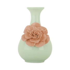 Richmond Vaas "Spring" Hoogte 22 cm, Ø 14 cm, mintgroen/zalm