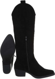 Lange cowboylaarzen - Basic laarzen - zwart - suedine