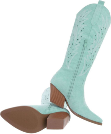 Cowboylaarzen - turquoise - groen - suedine