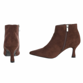 Kittenheels - kleine naaldhak - dameslaarzen - bruin - suedine