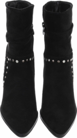Zwarte suedine enkellaarzen - cowboylaarzen - met zilveren studs