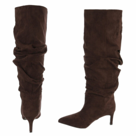 kitten heels - afzaklaarzen - bruin - suedine - in 3 kleuren verkrijgbaar