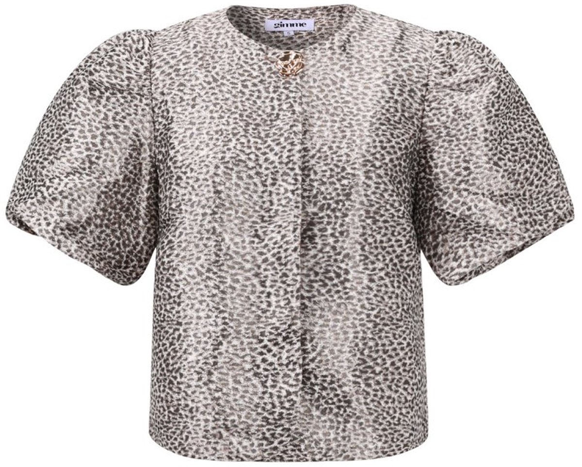 Gimme blouse - pofmouw - opvallende sierknoop - panter - zijdeachtige ztof