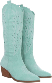 Cowboylaarzen - turquoise - groen - suedine
