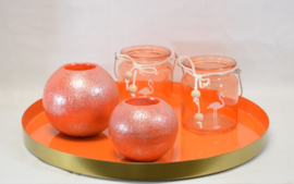 DK Design - dienblad - oranje - goud - Ø 33 cm