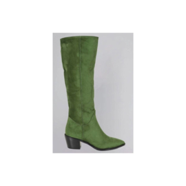Lindy Bob - laarzen - model Sam - cowboylaarzen - groen - hakhoogte 5,5 cm - suedine - lange laarzen