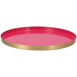 DK Design - dienblad - pink - hard roze - goud - Ø 33 cm