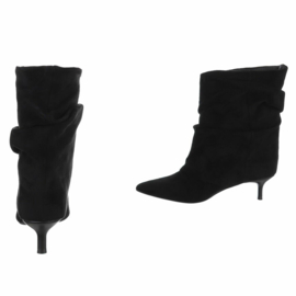 kitten heels - afzaklaarzen - enkellaarzen - suedine - zwart