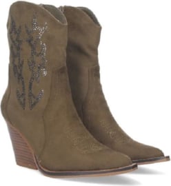 Cowboylaarzen - suedine - armygreen - groen - bling