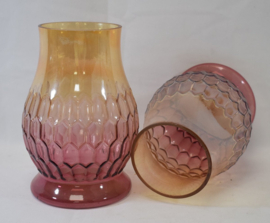 ZoeZo Design - 2 stuks - windlicht - kaarshouder - geel - pink - H20 x Ø 13 cm