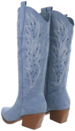 Cowboylaarzen - blauw - suedine