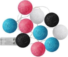Cottonsballs - 2 stuks - lichtslinger - met 10 Leds - L 175 cm - U ontvangt 2 stuks - in 3 kleuren verkrijgbaar