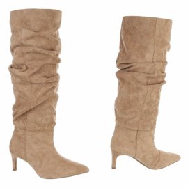 kitten heels - afzaklaarzen - beige - suedine - in 3 kleuren verkrijgbaar