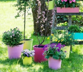 Suki - 3 stuks - Bloempot - roze - Ø 12,5 cm - H 11,5 cm - rubber - overpot