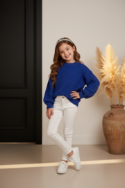 Blauwe meisjes trui – trendy gebreide sweater