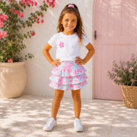 Meisjes Zomer Set Bloemen Roze & Wit